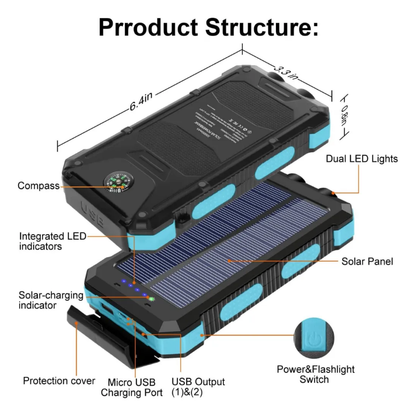 Power Bank Solar 20,000mAh: Energía Todo Terreno
